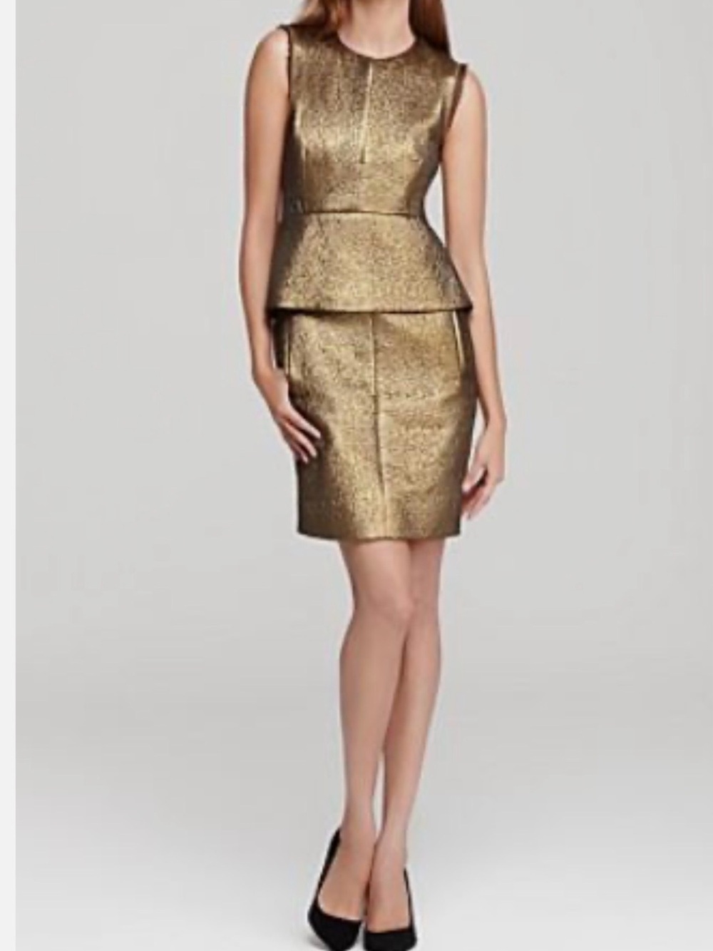 Diane Von Furstenberg Shimmery Gold Textured Dress Size 10